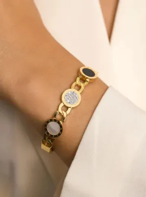 Stainless steel black and white roman numerals bracelet